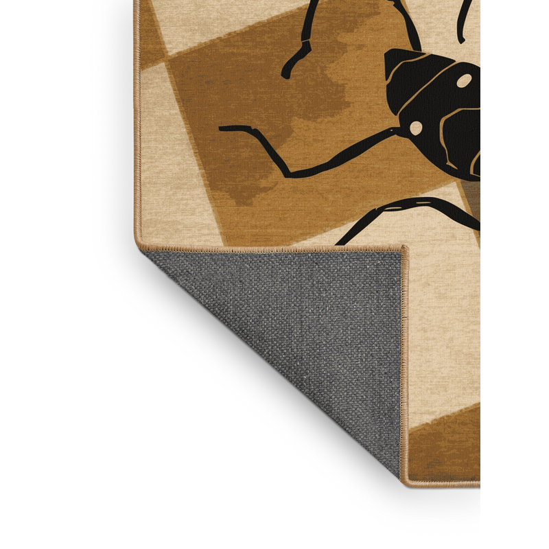 Tapis moelleux moelleux et moelleux à motif de fourmis rétro - brun clair, 8x12