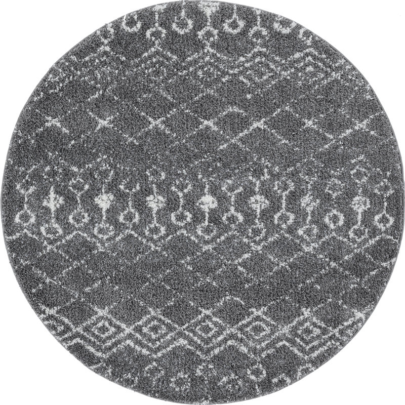 Tapis gris Vicente, Rond 5 pi 3 po