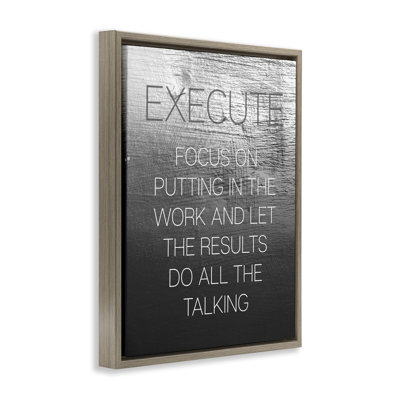  Execute Motivational Definition Framed Floater Canvas Wall Art by Daphne Polselli