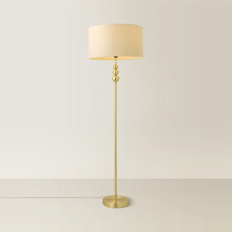 Randalia 145cm Traditional Floor Lamp, Brushed Gold, Natural