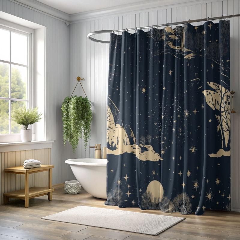Seyfried Abstract Shower Curtain, 74"H x 71"W