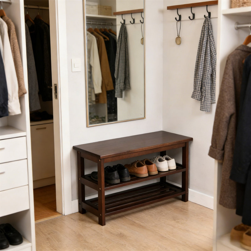 Premium Wooden Shoe Cabinet For Home, 16” H x 31” W x 11” D