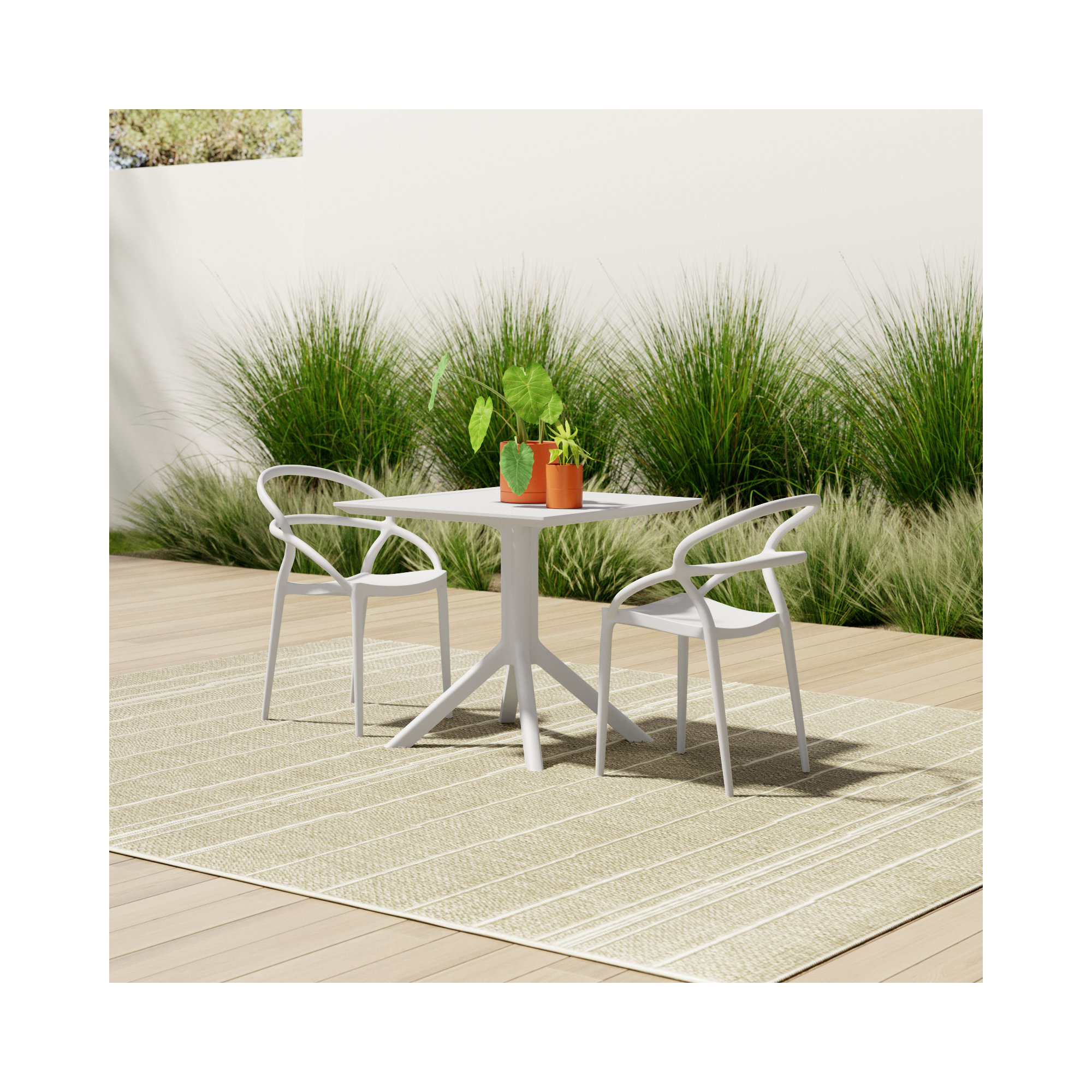 Farrah Patio 3 Piece Bistro Set, White