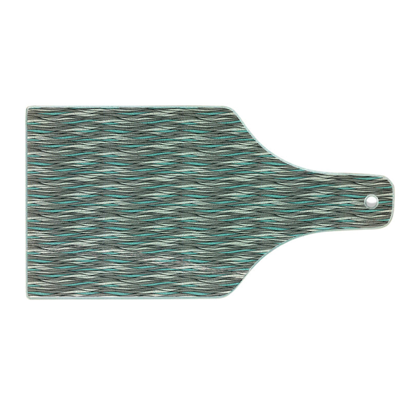 Ambesonne Abstract Tempered Glass Cutting Board Horizontal Waves Dots Multicolor