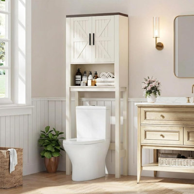 Au-dessus de l'armoire de toilette, organisateur de rangement de salle de bain à double porte, support de toilette pour salle de bain, toilettes, buanderie