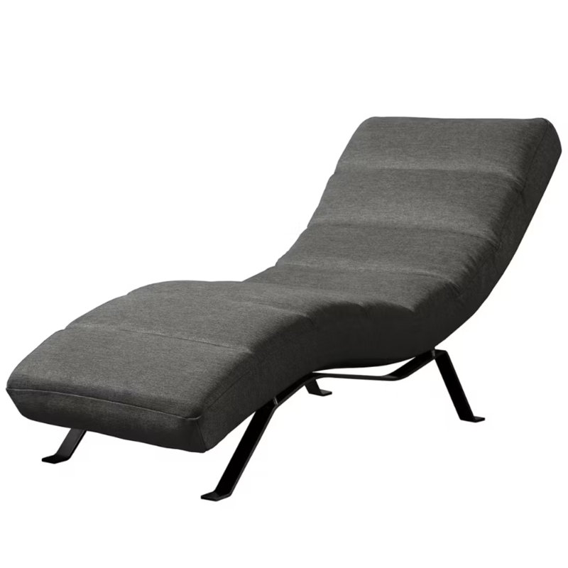 Brixham Upholstered Chenille Fabric Chaise Lounge with Adjustable Back, Navy, Black