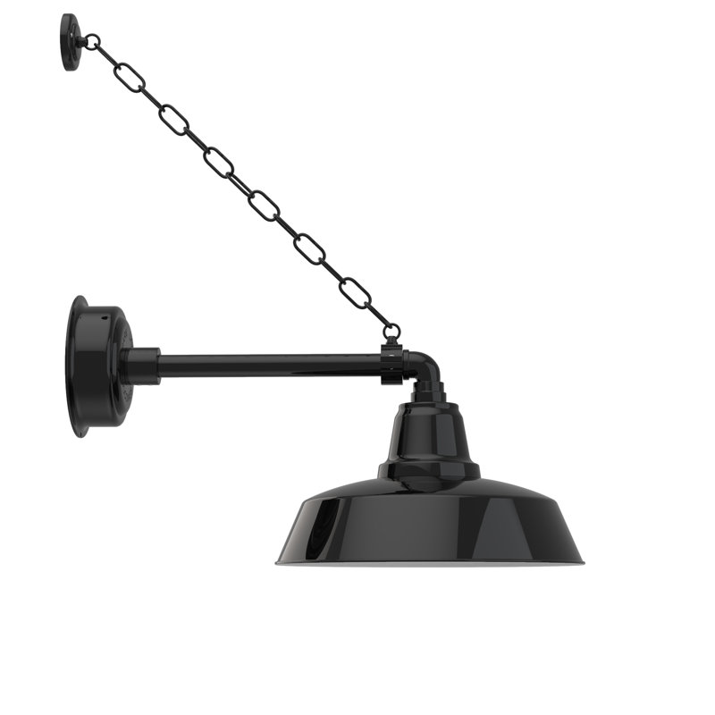 Luminaire de grange d'extérieur à DEL Vandervliet, H 10 po x l 14 po x P 24 po, Noir