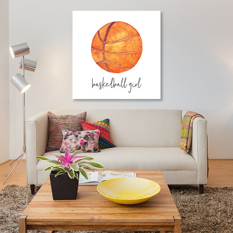 « sports fille basket basket », impression sur toile, H 48 po x l 48 po x P 1,5 po, Toile tendue, Pas de tapis