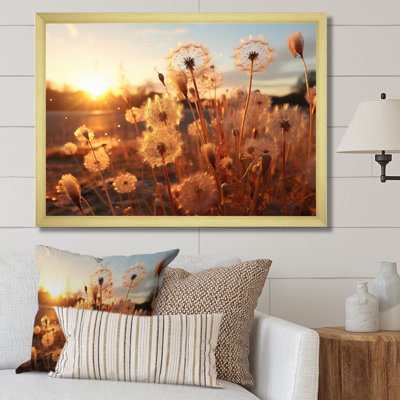 Coucher de soleil pissenlit champ II - art mural floral salon