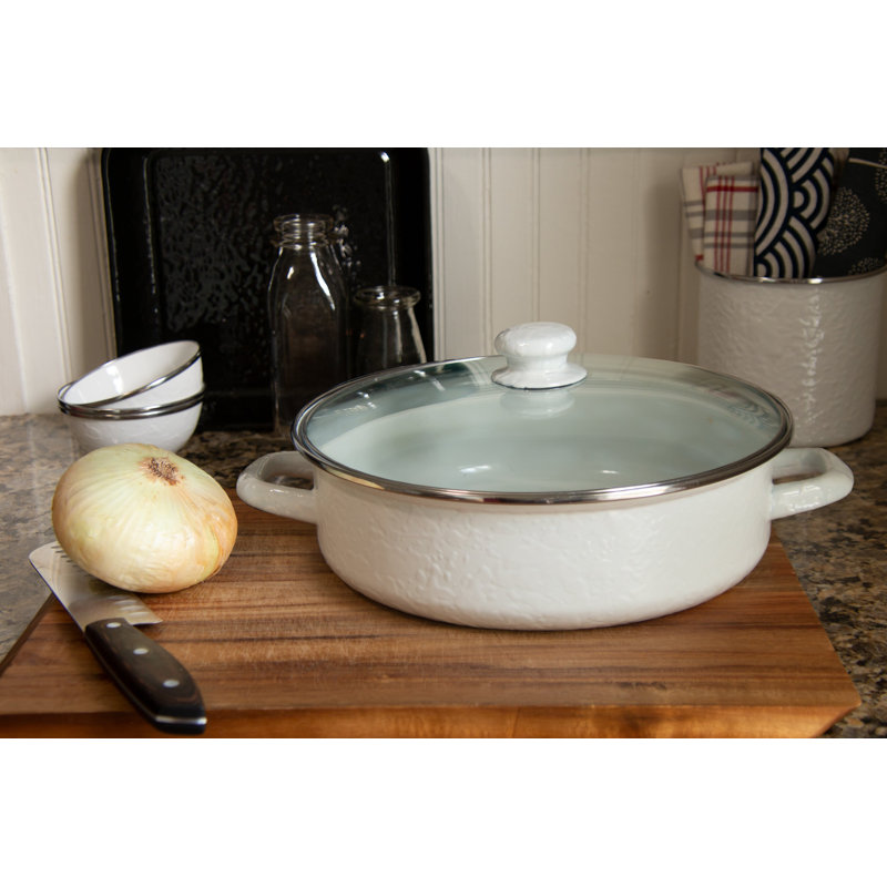 Solid White Small Saute Pan, 5 qt., Solid White Textured