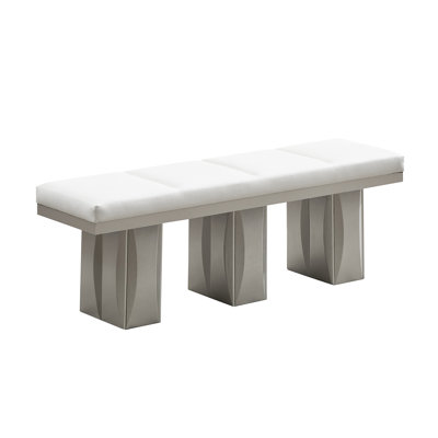 Laronda Dining Bench with Cushioned Seat and Wood Base, Modern Rectangular Design