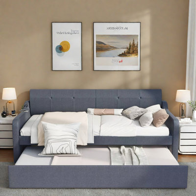 Upholstery Daybed With Trundle And Usb Charging Design
