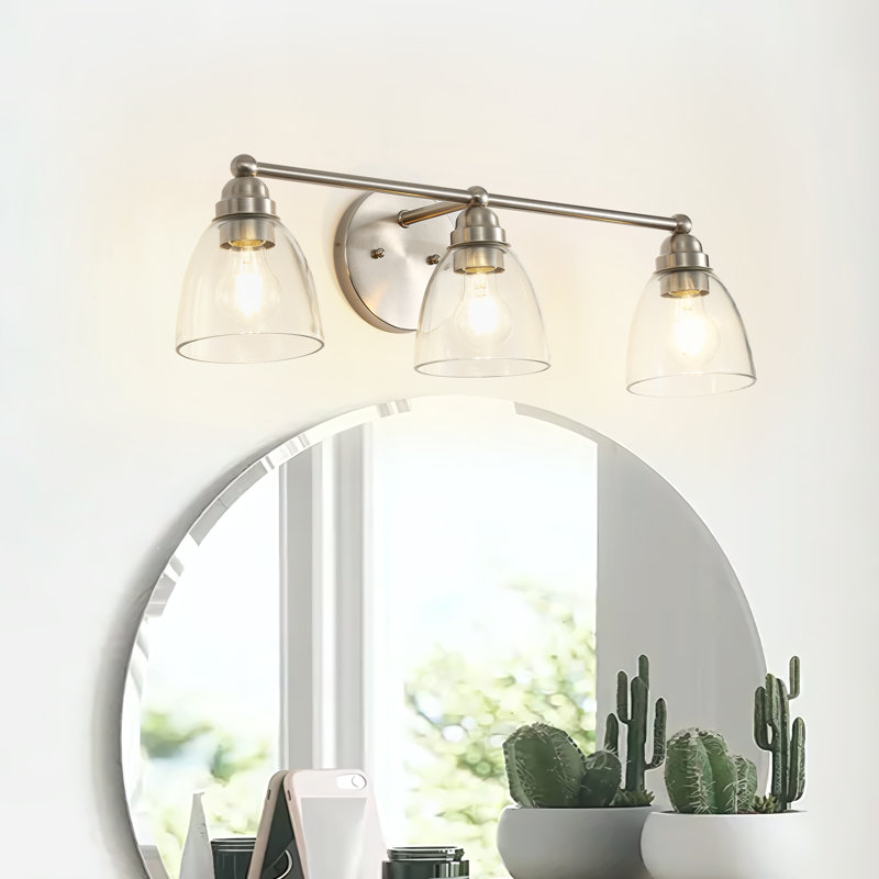 Modern Nickel Bathroom Vanity Light with Clear Shade Vanity Light Fixture without Light