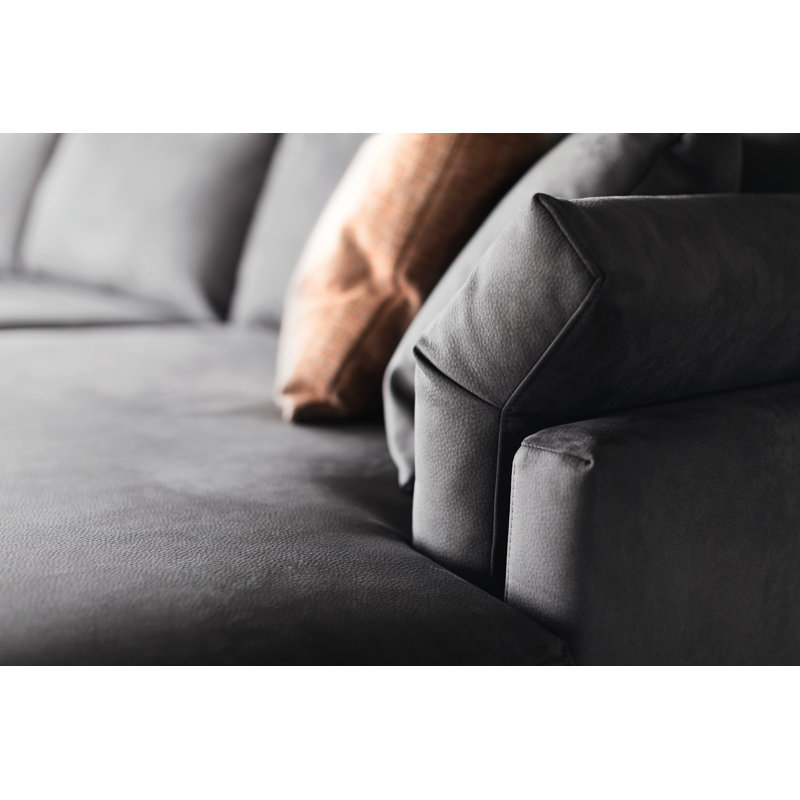 Meridien Chaise Sectional, Gray Polyester Blend