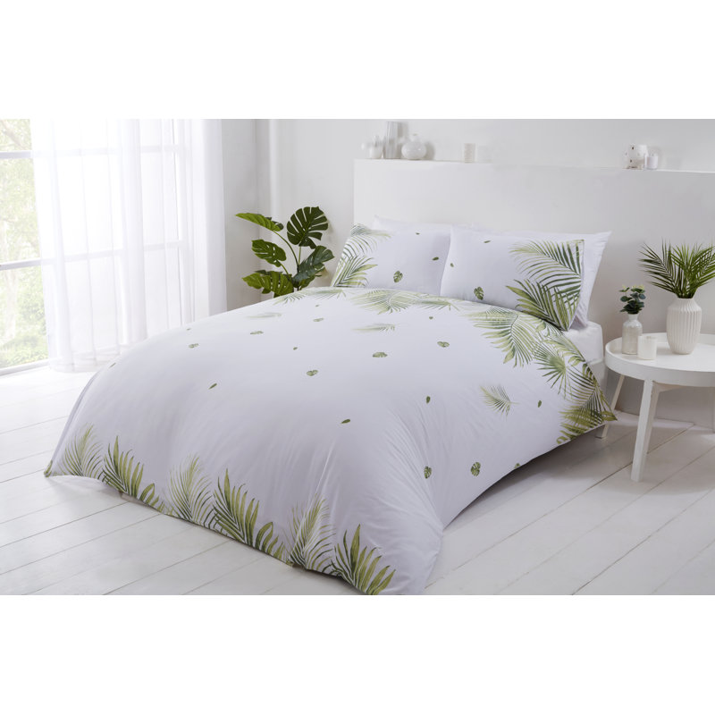Romy Cotton Blend Duvet Cover with Pillowcases, Green, Single Duvet Cover + 1 Standard Pillowcase