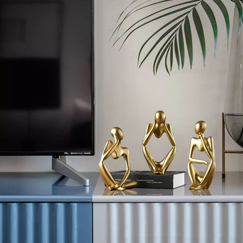 Ensemble de 3 figurines d'art abstrait scandinave, mini artisanat, ornement d'entrée de luxe léger, décoration de bureau (ensemble de 3)