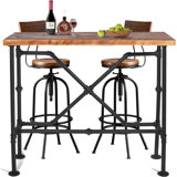 Kameesha - Person Pine Solid Wood Top Four Leg Dining Set