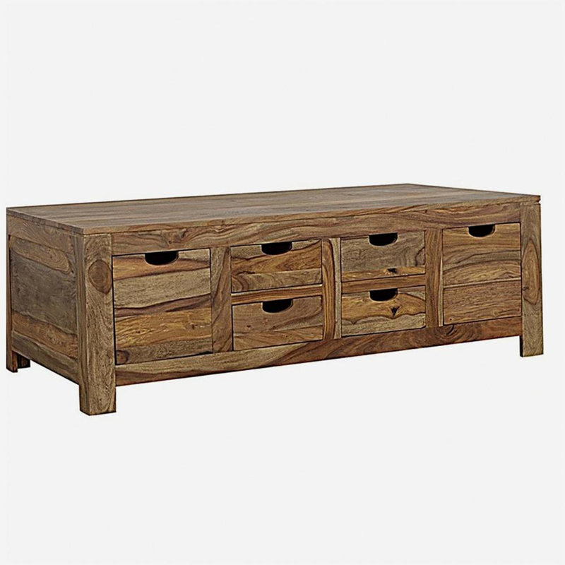 Table basse à 6 tiroirs Natural Sheesham