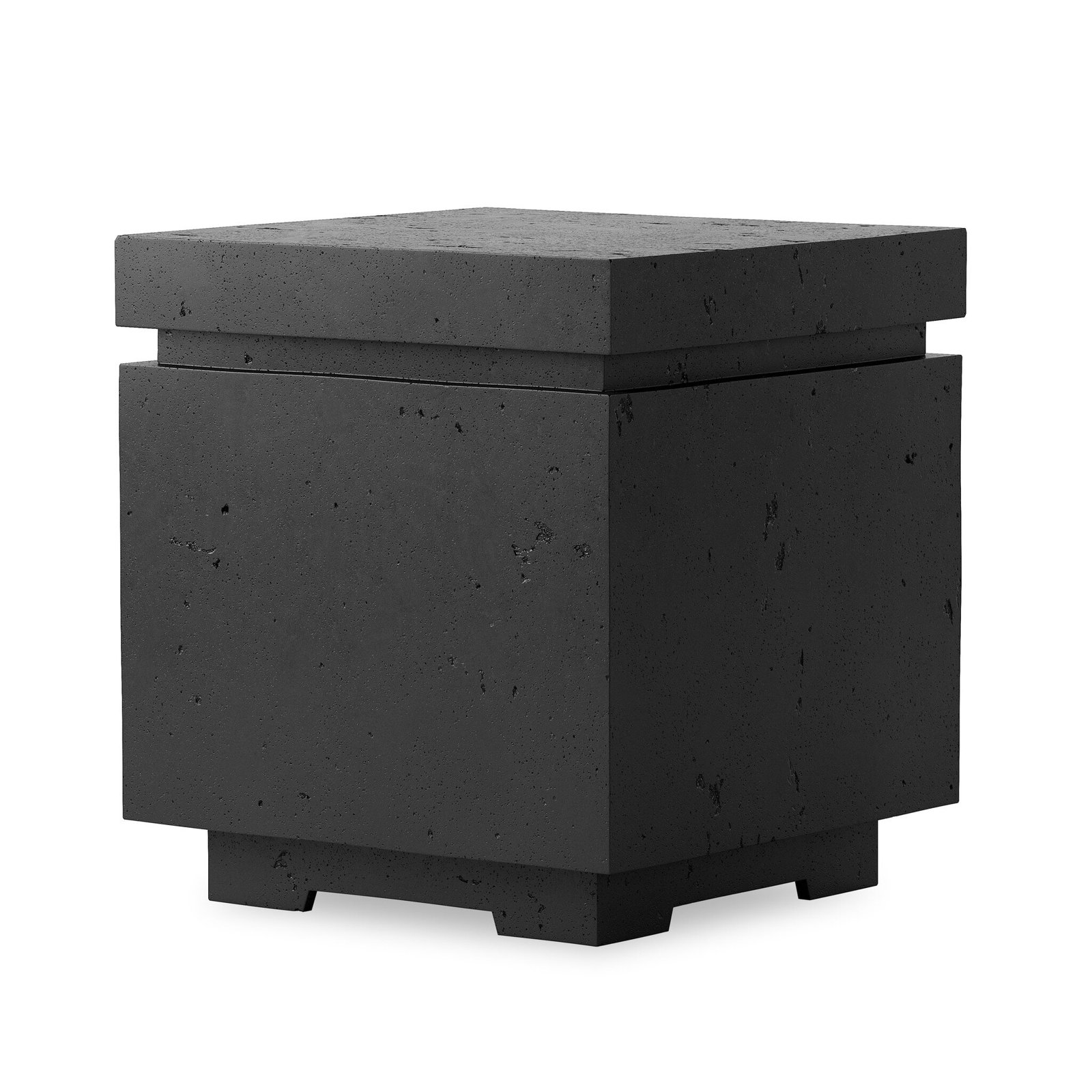 Eric 21.5" H x 20" W Concrete Propane Outdoor Fire Pit Table, Textured Ebony