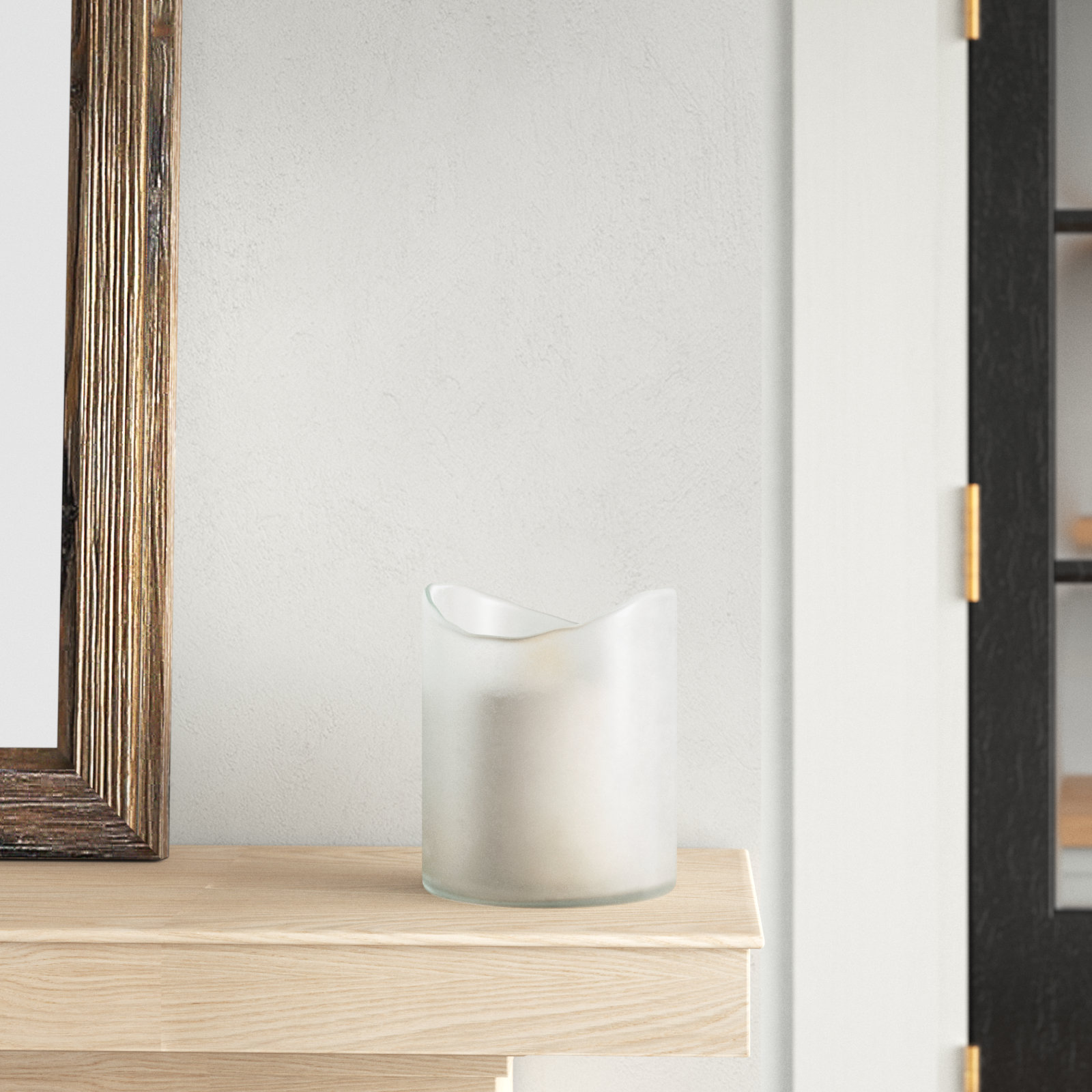 Glass Hurricane Candle Holder, White, 6" H x 5" W x 5" D
