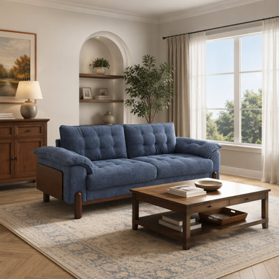 Canapé rembourré moderne à trois places avec tissu durable et coussins en mousse pour une détente confortable