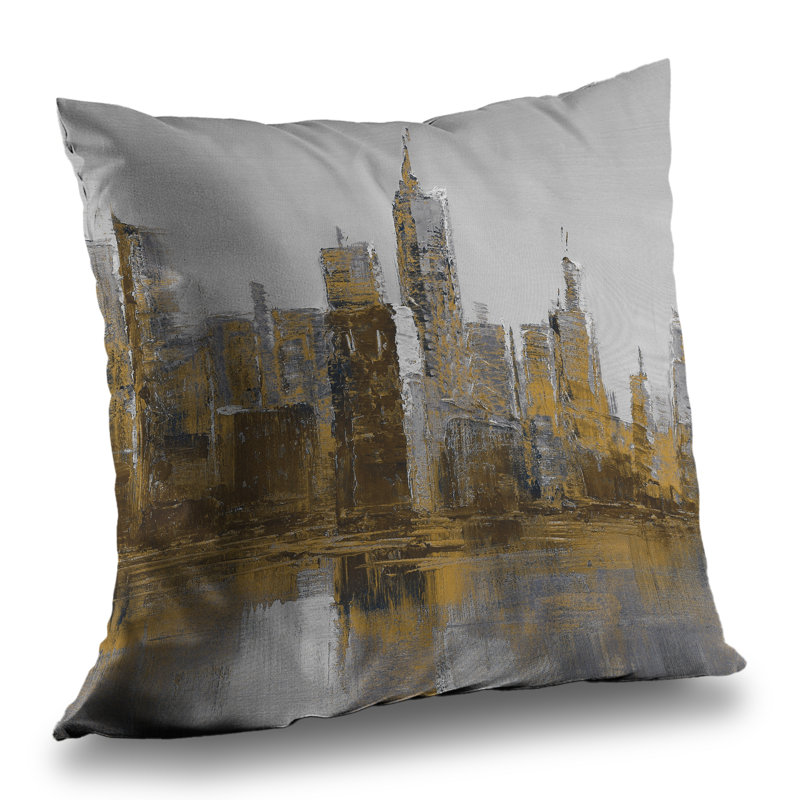 Brown and Gloomy Cityscape | Gray Poly Twill Throw Decor