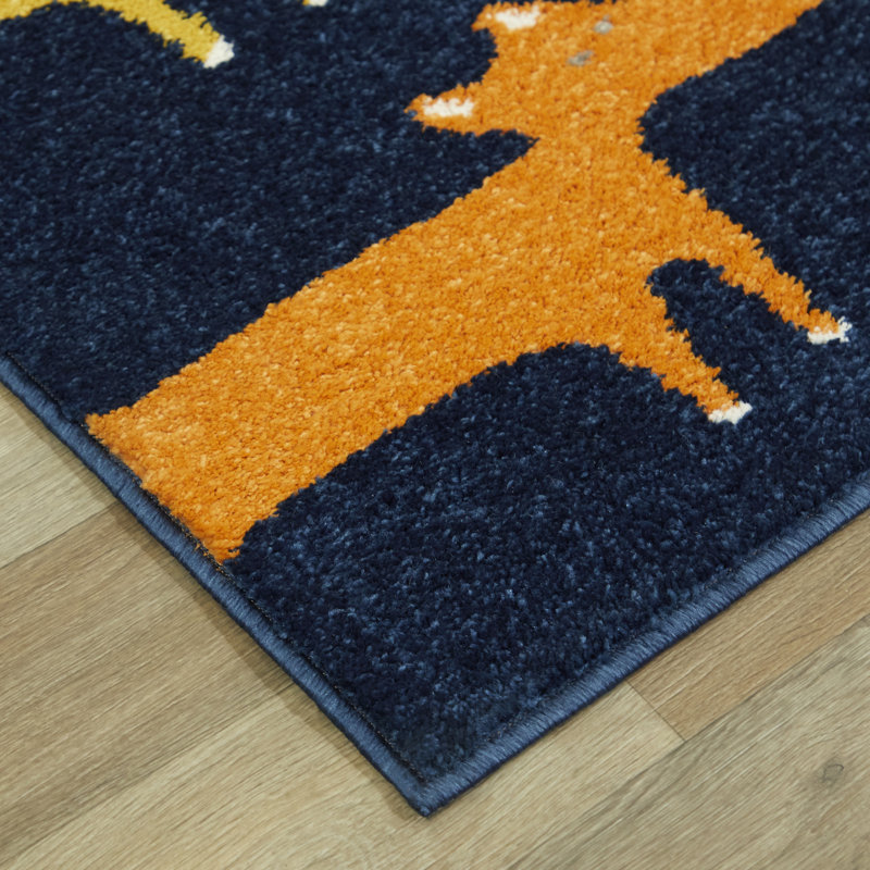 Tapis Hande, Bleu, Rectangle 3 pi 11 po x 5 pi 7 po