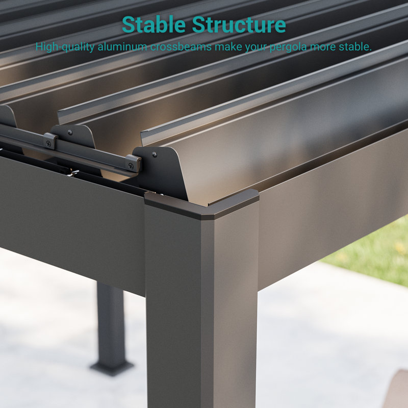 Outdoor Patio Adjustable Aluminum Pergola with Louvers, Rust-Free and Modern Design, 10 ft × 10 ft