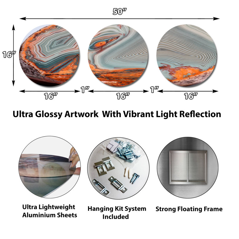 Lake Superior Agate, Abstract Stones - 3 Piece Graphic Art Set