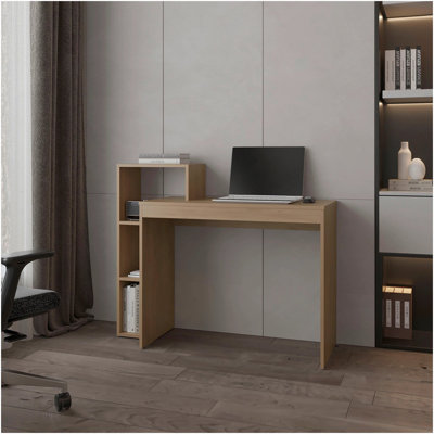 Natural Oak Computer Desk With Open Storage