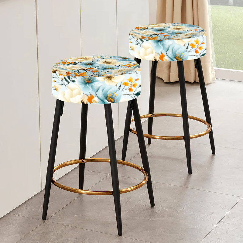 Ensemble de 2 tabourets de bar éclectiques blanc et bleu
