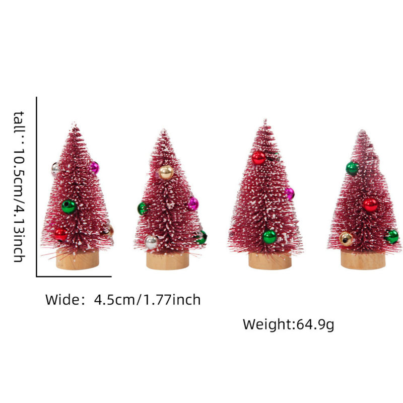 Paquet de 4 petites décorations pour sapin de Noël artificiel, 4,13 po de hauteur, mini sapins de Noël en cèdre, pin, sisal, décoration de table de fête, RA