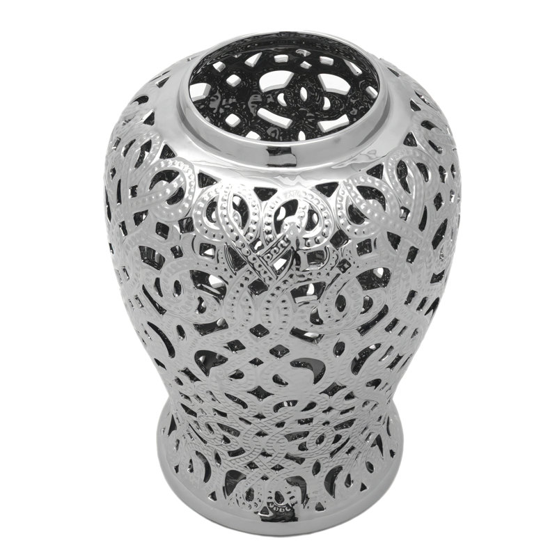 24" Spiral Lattice Temple Jar - Gold, Silver