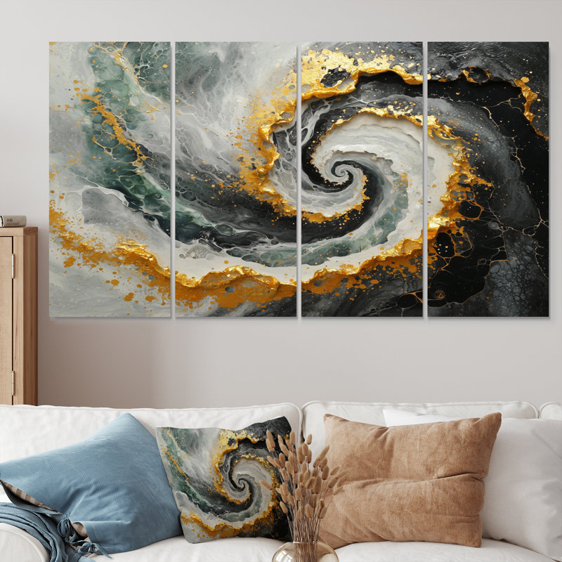 Corcoran - abstrait spirales murales - art mural moderne, H 32 po x l 64 po, 4