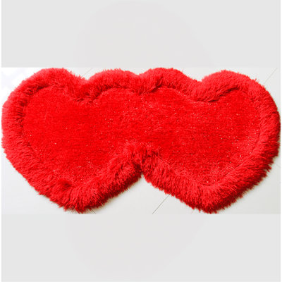 Tapis à poils longs double touffeté à la main en forme de cœur double de 4 po (28 po x 55 po)