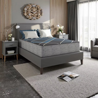 Matelas très moelleux à plateau lisse avec technologie de refroidissement et support à 800 ressorts TempaGel par Restonic, gris et bleu