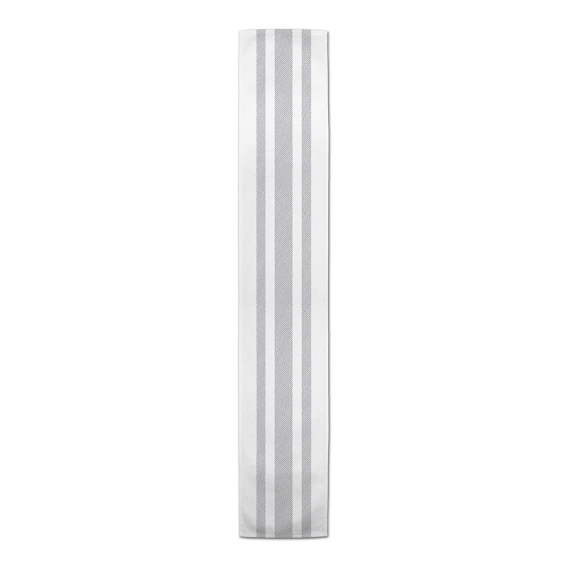 Azzurro Striped Table Runner, Dark Gray, 72" x 16"