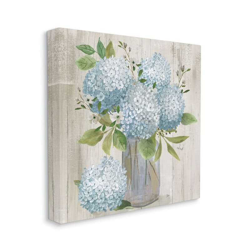 Vase d'hortensias bleus bleu par Nan, H 17 po x l 17 po x P 1,5 po