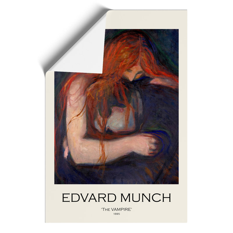 The Vampire Vol.1 by Edvard Munch - No Frame Painting, 42cm H x 30cm W x 0.1cm D
