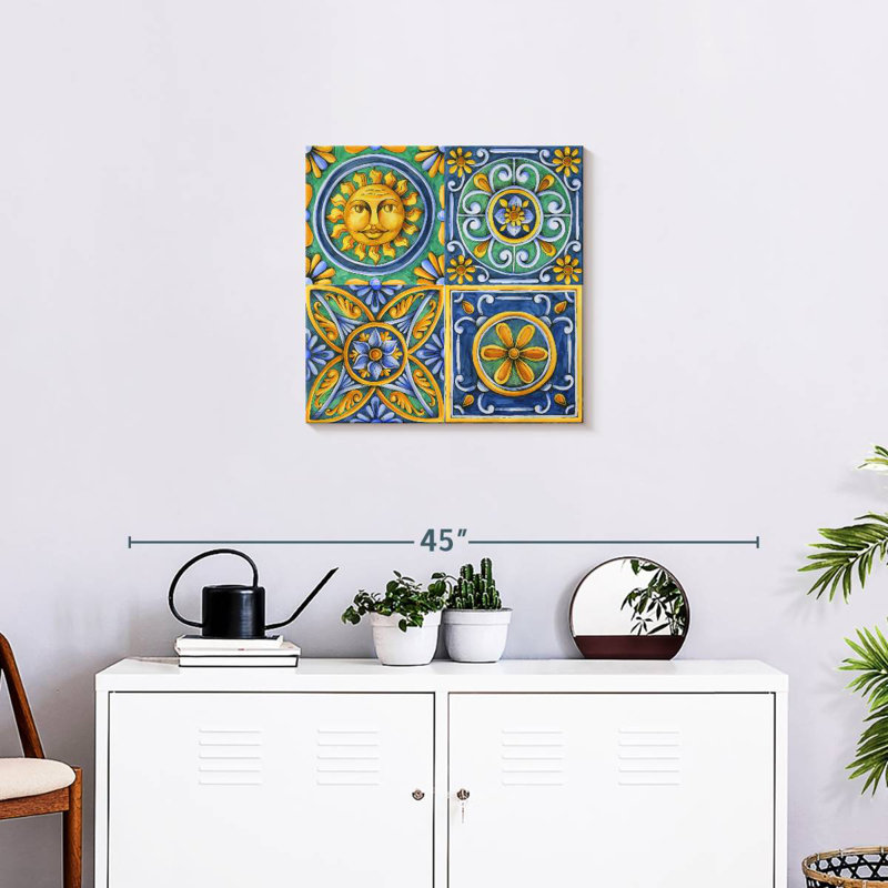 Kerner Flower Pattern Tiles, 20" H x 20" W