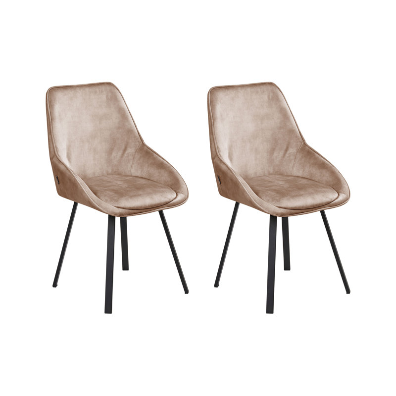49cm H Velvet Upholstered Side Chair, Beige