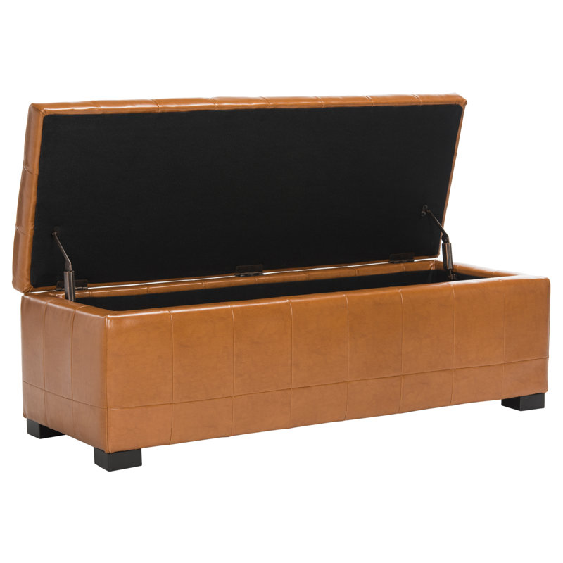 Kenlea Faux Leather Upholstered Storage Bench, Saddle
