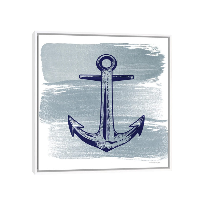 Brushed Midnight Blue Anchor by Bluebird Barn - Print on Canvas, 66.04 cm H x 66.04 cm W, White Floater Frame
