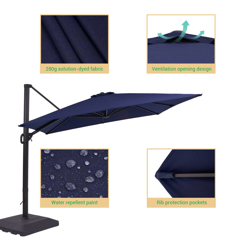 Parasol en porte-à-faux rectangulaire 10 "x 10", Bleu