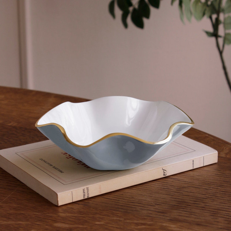 Encanto Carola Nut Bowl, White/Slate