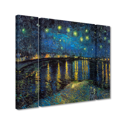 'The Starry Night II' by Vincent Van Gogh - 3 Piece Print Set on Canvas