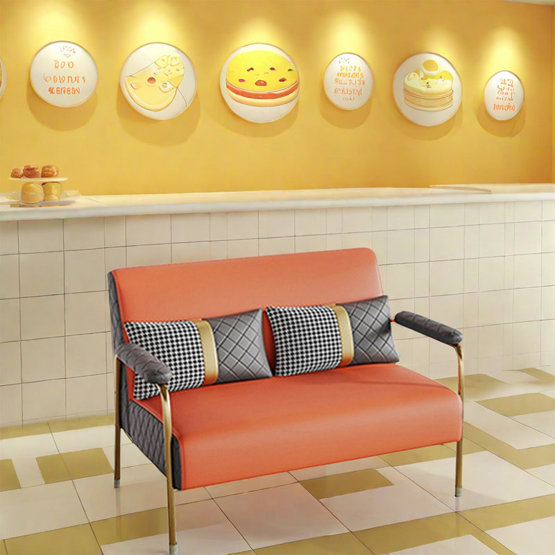 Banc rembourré en similicuir, Orange