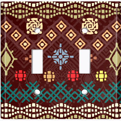 Metal Light Switch Plate Outlet Cover (Ethnic Aztec Tribal Brown Landscape - Single Toggle)