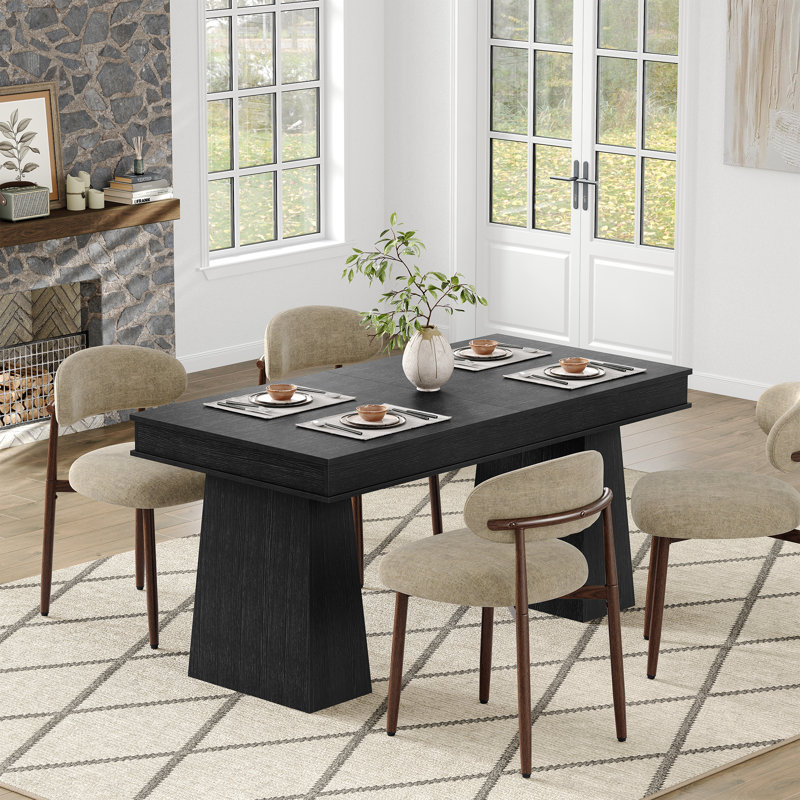 Table de salle à manger extensible de 160 à 220 cm pour 6 à 10 personnes, table de cuisine rectangulaire extensible en bois massif, style moderne du milieu du siècle, pour la cuisine et la salle à manger