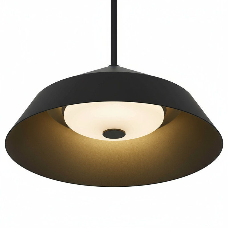 Luminaire suspendu noir à DEL intégré, H 6,38 po x l 14 po x P 14 po